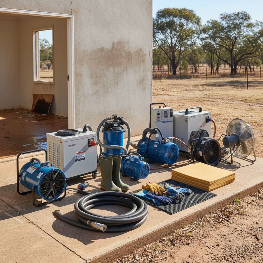Essential equipment for effective water damage recovery and site preparation across Australia