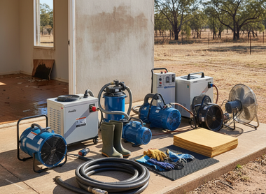 Essential equipment for effective water damage recovery and site preparation across Australia