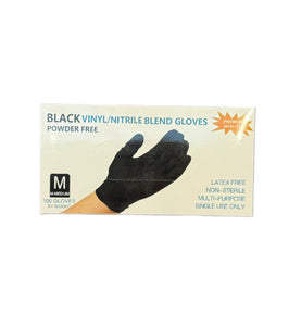 Black Vinyl Nitrile Blend Gloves in Medium Size, Latex Free and Powder Free for Multi-Purpose Use
