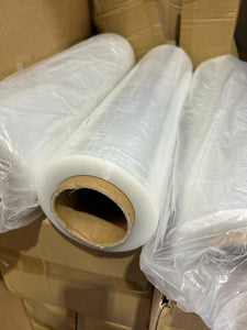 Rolls of Clear Pallet Plastic Shrink Wrap for packaging and securing items on pallets
