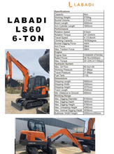 Labadi LS60 6-Ton Excavator with adjustable arm and bucket for construction tasks