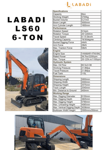 Labadi LS60 6-Ton Excavator with adjustable arm and bucket for construction tasks