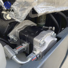 Close-up of Labadi Engineering Mini Excavato engine component showcasing hydraulic system details