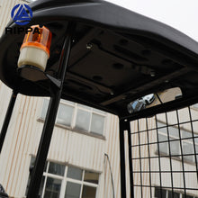 Mini Excavator cab interior with safety light and clear visibility features for operators