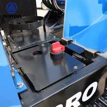 Close-up view of the hydraulic system on Labadi Engineering Mini Excavator showing controls and features
