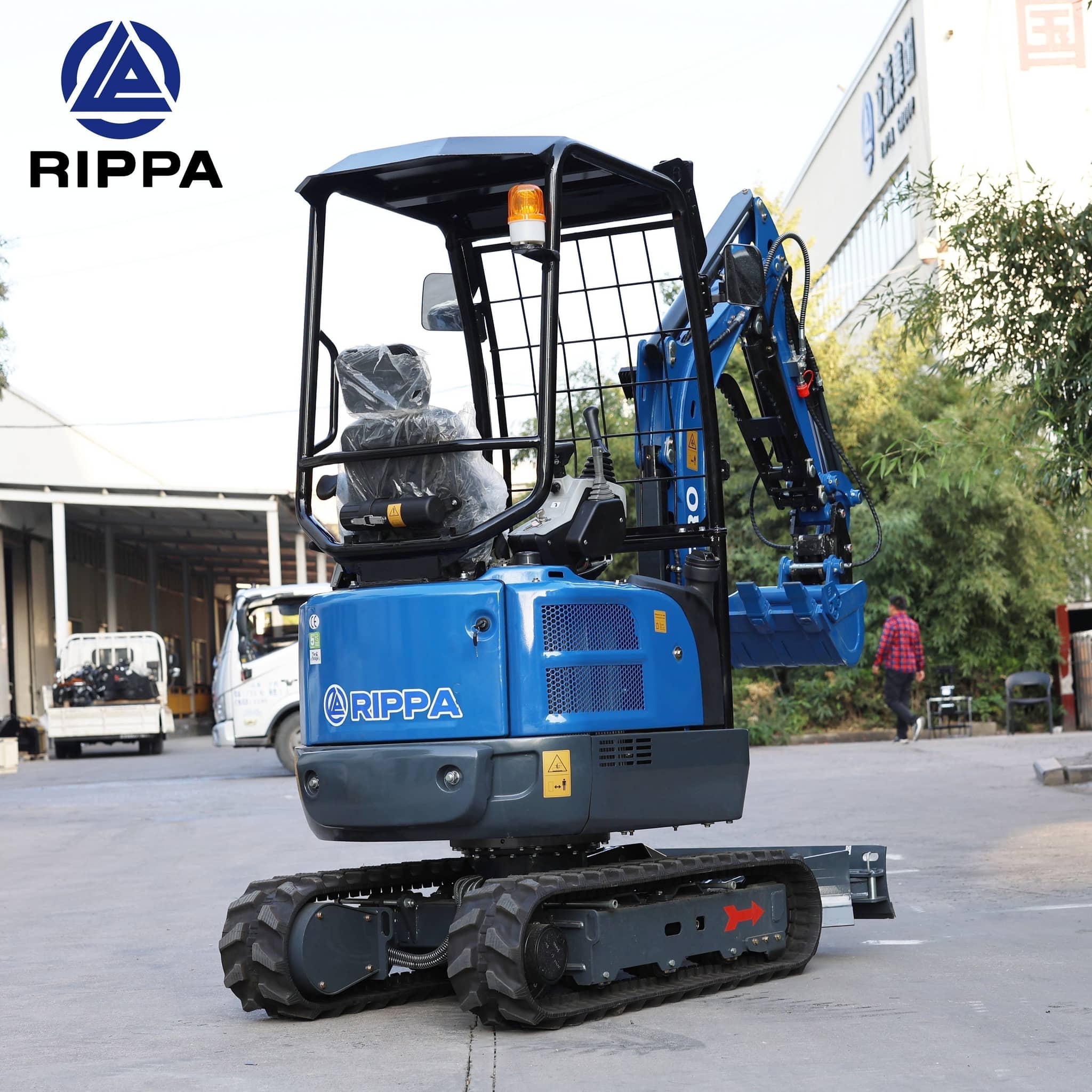 Labadi Engineering Mini Excavator in blue with rubber tracks and compact design for construction tasks