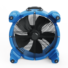 Thorair industrial blue air mover fan with black protective grill and carry handle