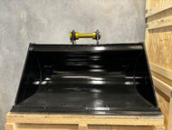 Labadi Engineering Wide Bucket showcased on a wooden pallet with a sleek black finish